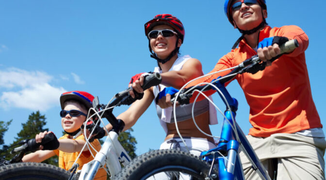 family biking