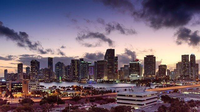 Buildings in Miami right before nightfall