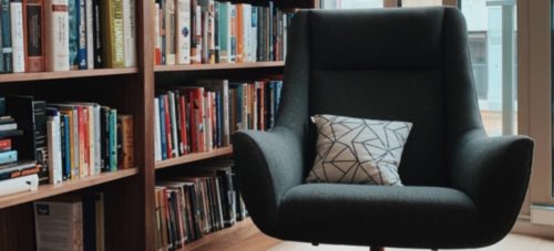 A library in a first sober living home in Miami