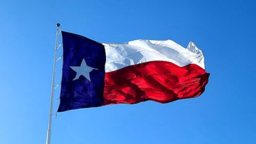 Texas flag on a pole