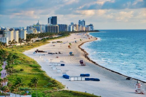 A long beach in Miami.